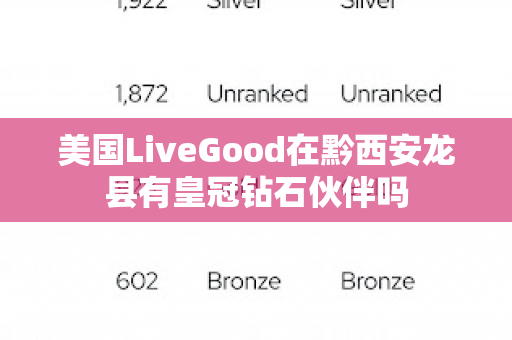 美国LiveGood在黔西安龙县有皇冠钻石伙伴吗